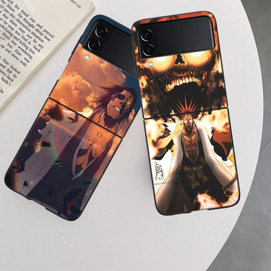 BLEACH Zaraki Kenpachi Phone Case For Samsung Z Flip 7 6 5G Galaxy Z Flip 5 4 3 Black Hard Cell Cover Luxury PC Shell Coque