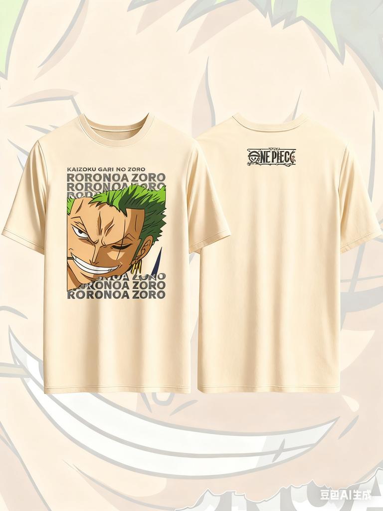 Футболка с принтом Аниме One Piece Зоро, 100% хлопок, для мужчин и женщин, повседневная модная, оверсайз, аниме-мерч