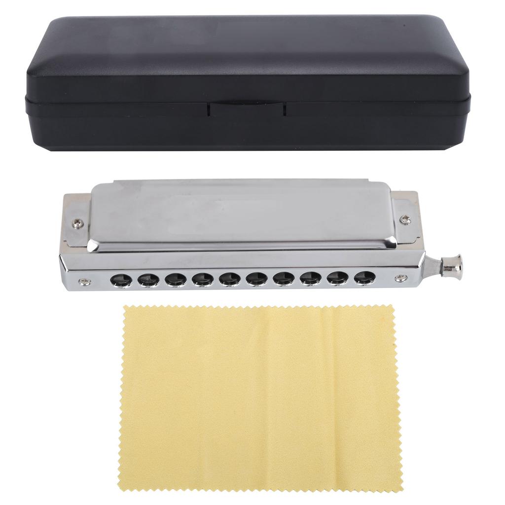 Хроматическая губная гармошка 10 отверстий 40 тонов двухсторонняя полифоническая игра губной орган серебристый