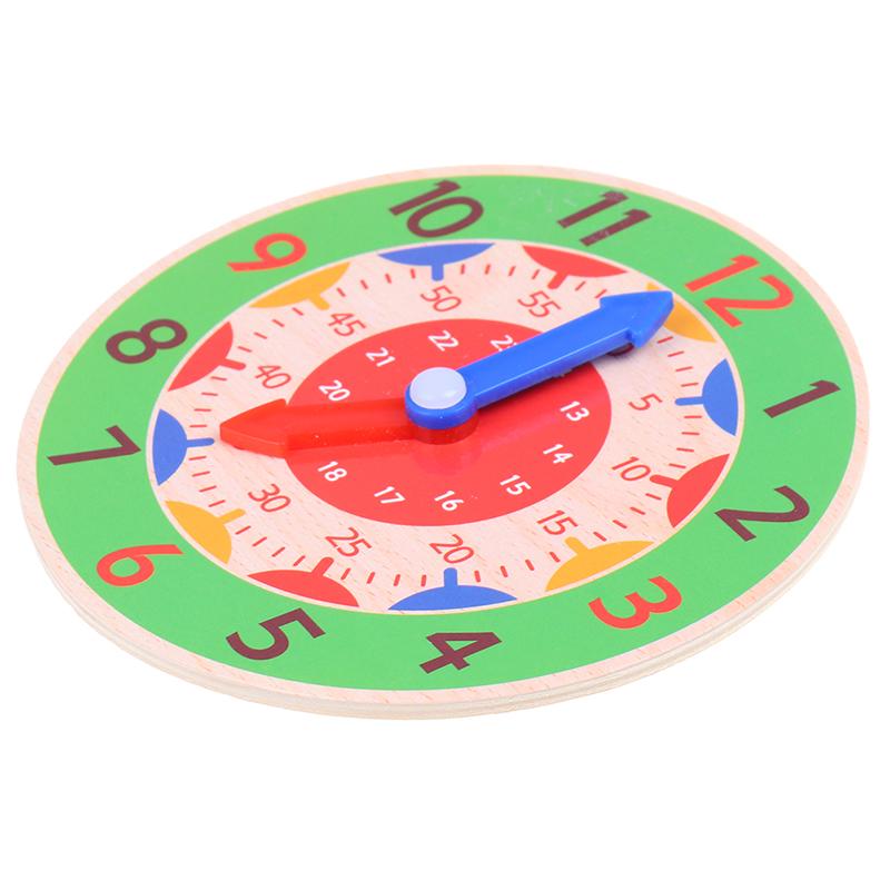 Children Montessori Wooden Clock Toys Hour Minute Second Cognition Clocks