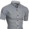 Мужская рубашка сплошной цвет Стенд Цвет Slim Fit Повседневный летний топ для повседневной носки