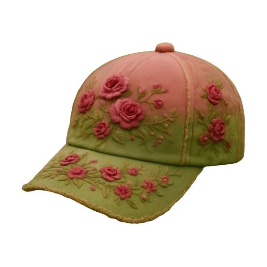 Baseball Hat Embroidery Flower Pattern 3D Printing Retro Sun Protection Summer Cap Hiking Outings Traveling
