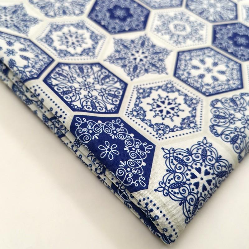 Простая синяя хлопковая и льняная ткань для вышивки своими руками и ручного пэчворка