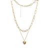 Fashion Double-Layer Stacked Love Sweater Necklace Women'S Cold Wind Sweater Chain Long Temperament Collarbone Chain
