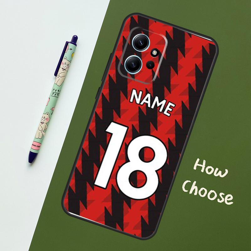 Чехол с индивидуальным номером и именем футболиста для Xiaomi Redmi Note 11 12 10 Pro 8 9 Note 12S 11S 9S 10S Redmi 12C 9C 10C 12