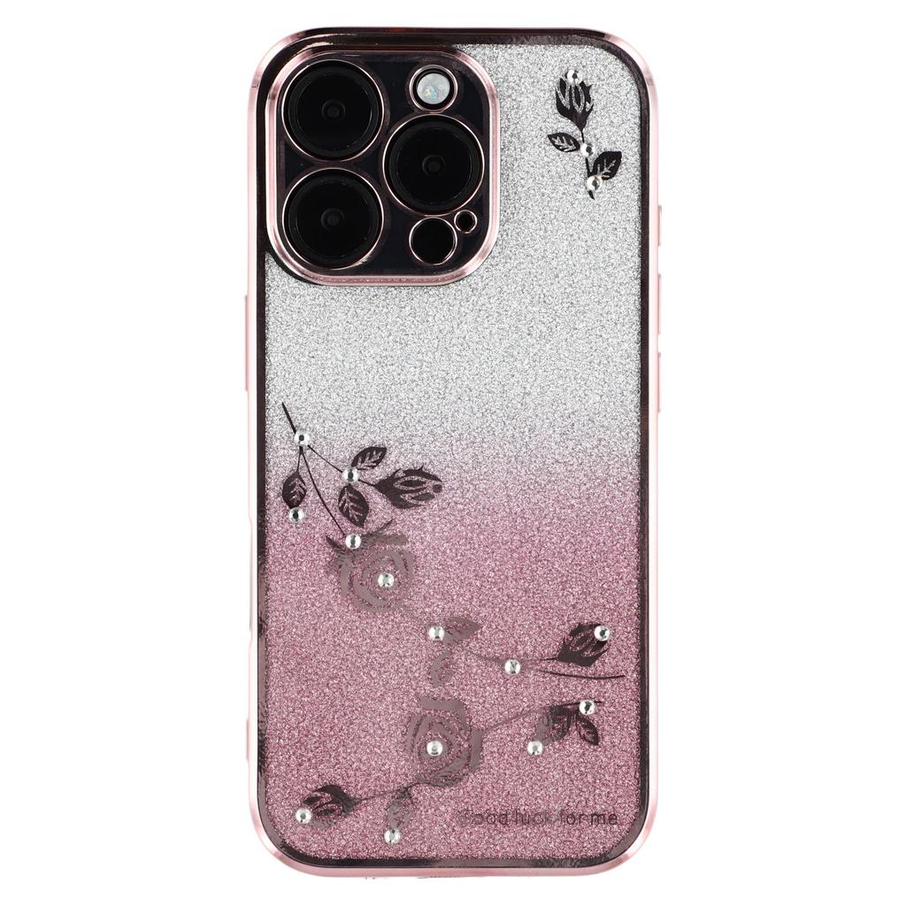 KADEM For iPhone 16 Pro Case TPU Glitter Shiny Rhinestone Phone Cover Ring Kickstand