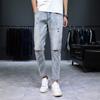 Light Distressed Cropped Men's Trendy Jeans for Comfortable Spring Cropped Men's Pants