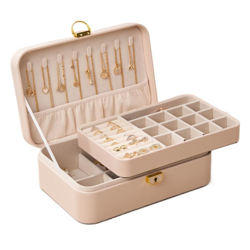 Space Saving Double-Layer Jewelry Storage Box Large Capacity Jewelry Storage Case  Ring