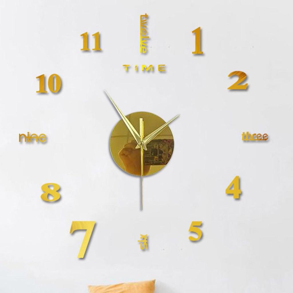 Frameless Diy Wall Mute Clock 3d Mirror Sticker Home Decor Wall Mute Clock 12-hour Display Wall Clock Home Office Decor 50x50cm