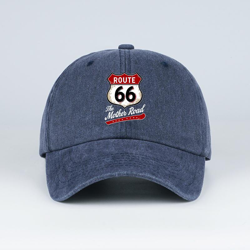Винтажная Бейсболка Route 66 "Материнская дорога" Стираная Регулируемая Унисекс Для Байкеров Путешествий Солнцезащитная