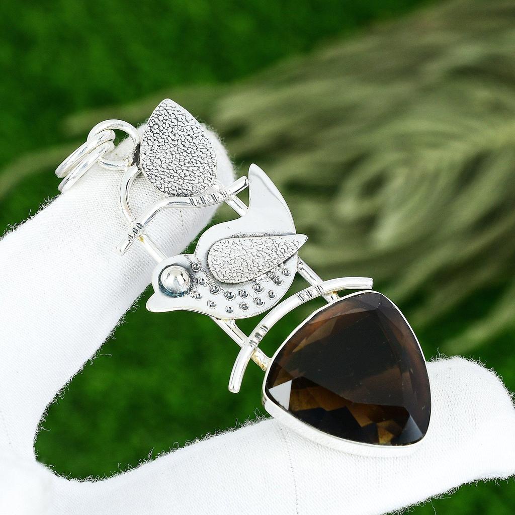 Украшения из натурального дымчатого кварца, кулон из стерлингового серебра 925 пробы для женщин