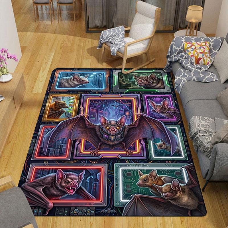 Cybernetic Bat Compilation Pattern Rug Floor Mat for Living Room or Bedroom Soft and Comfortable Carpet a Gift for Birthday and Holiday.