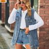 Fashion Womens Casual Sleeveless Jacket Denim Vest Retro Cowboy Waistcoat