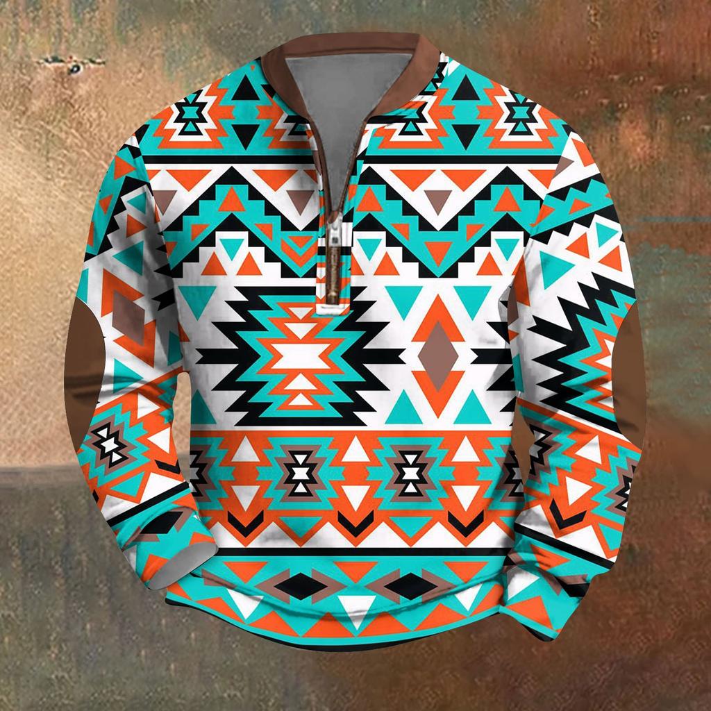 Мужская повседневная толстовка в стиле ретро с градиентным принтом