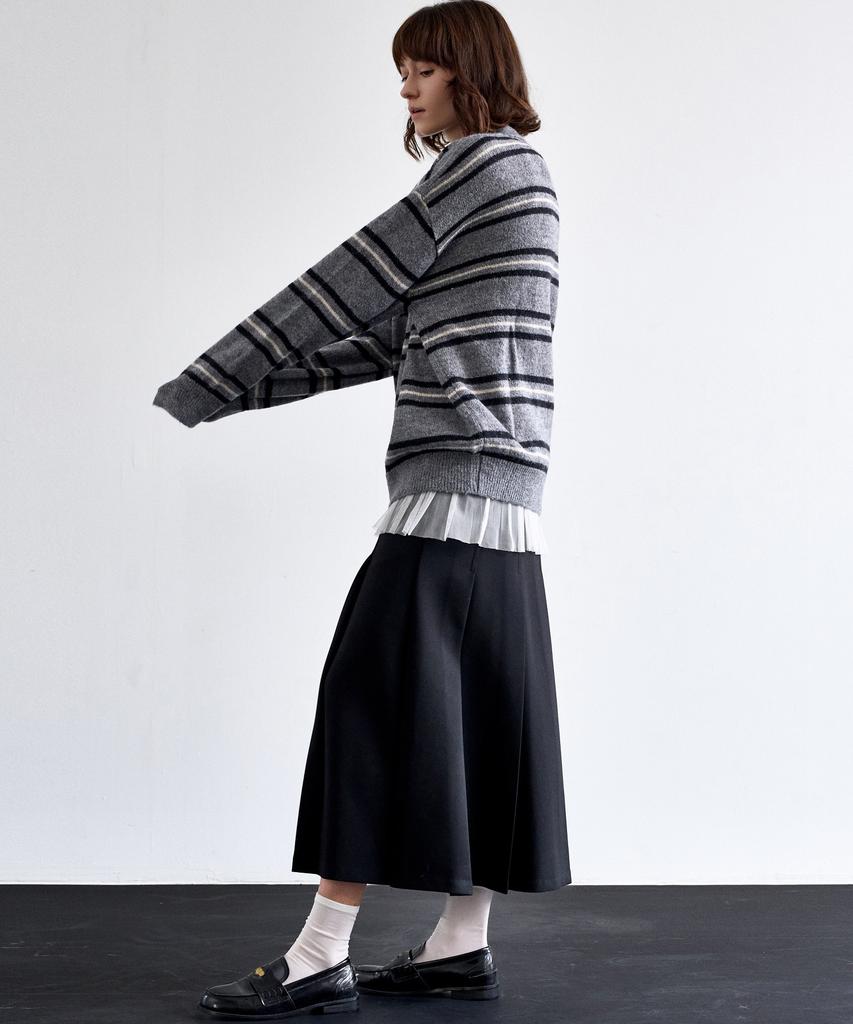 MITTE Wool Stripe Collor Knit_Gray Stripe