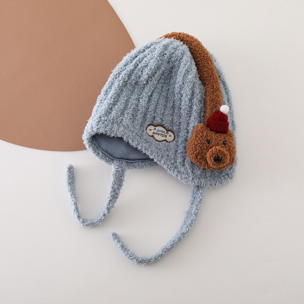 Animal Pattern Children's Plush Knitted Hat Cartoon Cute Kids Earflap Cap Infant Wear