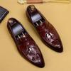 British Pointed Leather Shoes Men'S Genuine Leather Crocodile Fringed Business Casual Men'S Office Shoes For Men