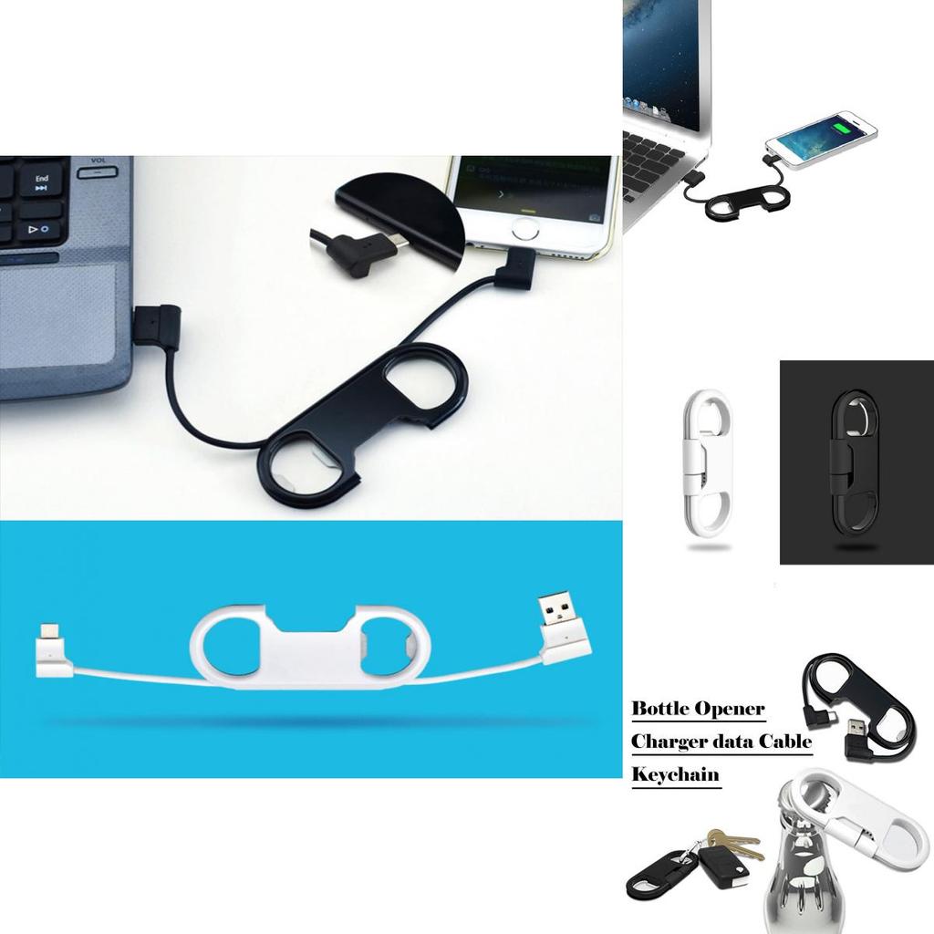 For Iphone Or Android Phone Portable Bottle Opener Keychain Charger Cable Data