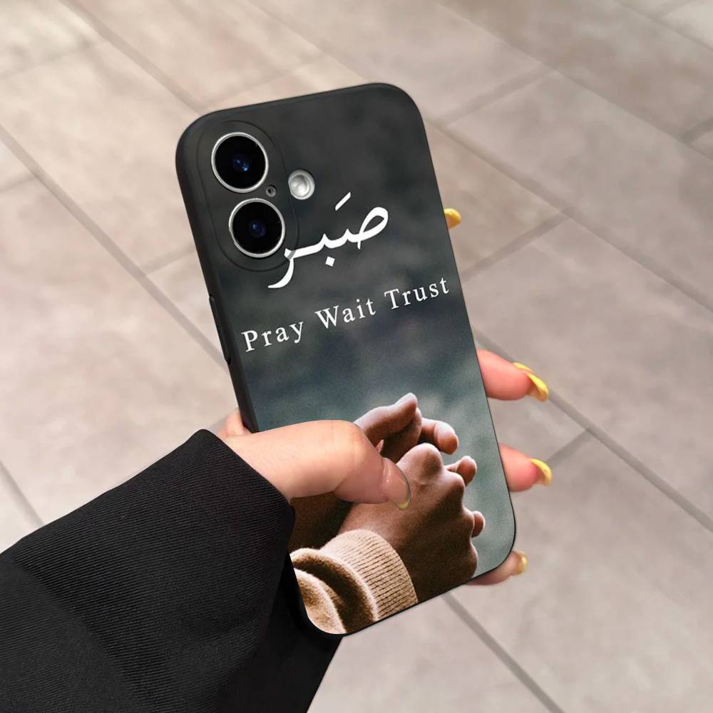 Коран Сабр Ислам Терпение Черный Матовый Чехол для Телефона Для iphone 17 Air 16 15 14 13 12 11 Pro Max Plus Задняя Крышка ТПУ Мягкий Чехол