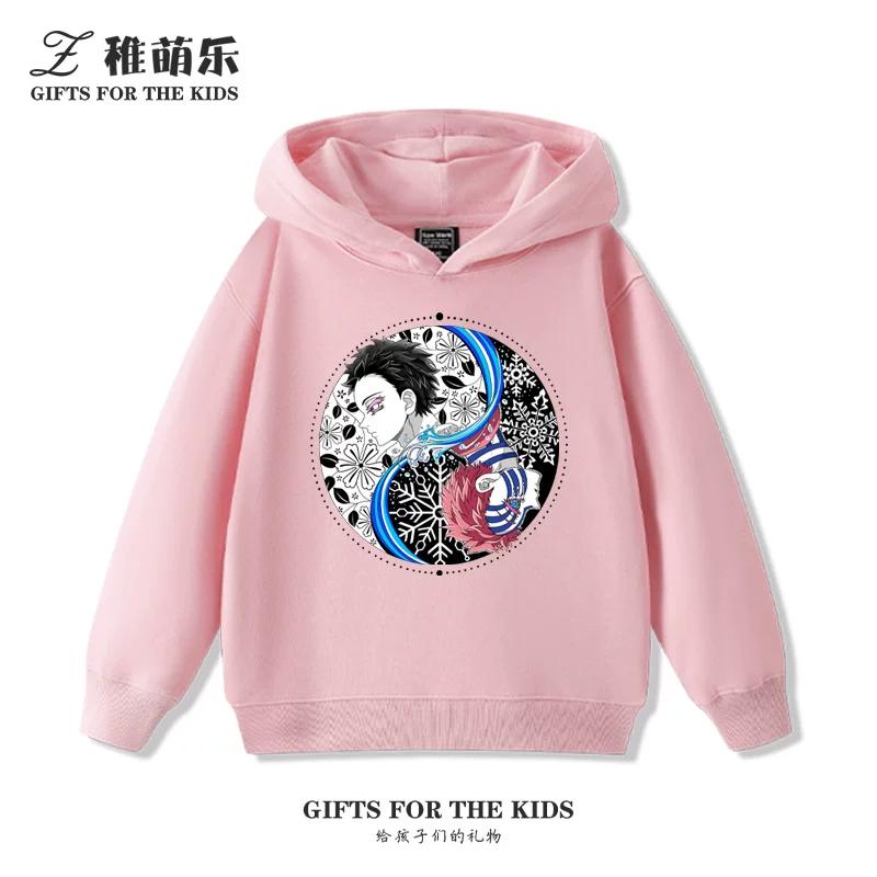 Sudaderas con capucha para niños con estampado de Demon Slayer, sudaderas informales de otoño/invierno para niños y niñas.