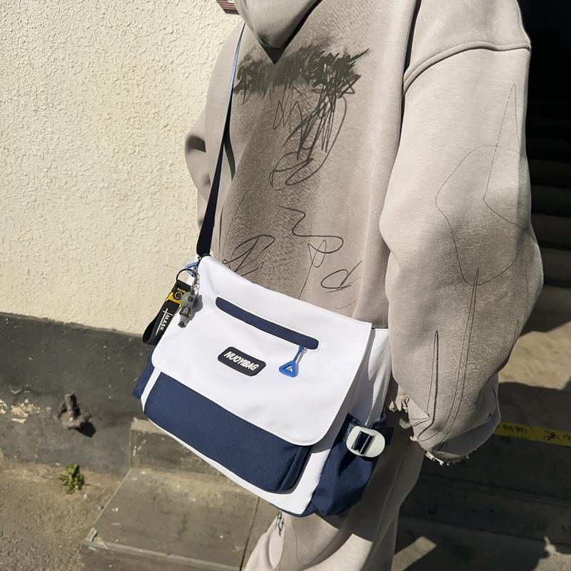 Сумка с цветными блоками, студенческая сумка через плечо, женская и мужская сумка-мессенджер