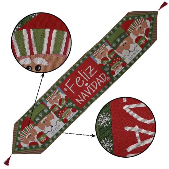 Pwichdn Рождественские украшения Трикотажная ткань Креативная красочная скатерть-бегун