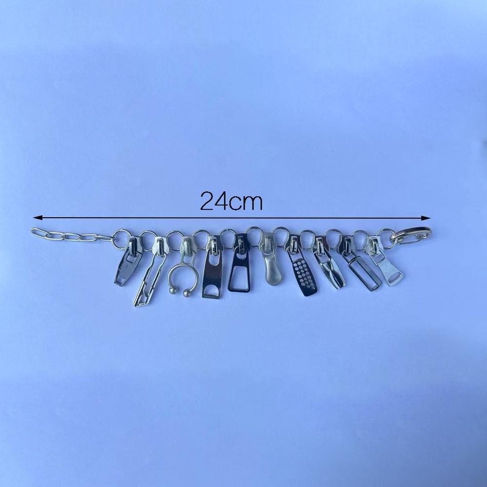 Cyber Punk Zipper Bracelet Fringe Chain Head Y2k Hip Hop Choker Men's Women's Fashion Trend Personality Jewelry Gift