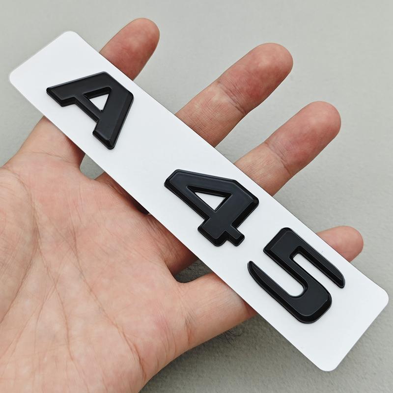 3D ABS Chrome Car Letters Logo A45 A45 S TURBO 4MATIC Stickers Rear Trunk Emblem Badge For Mercedes Benz AMG A45 A45S W177 W176 BC2