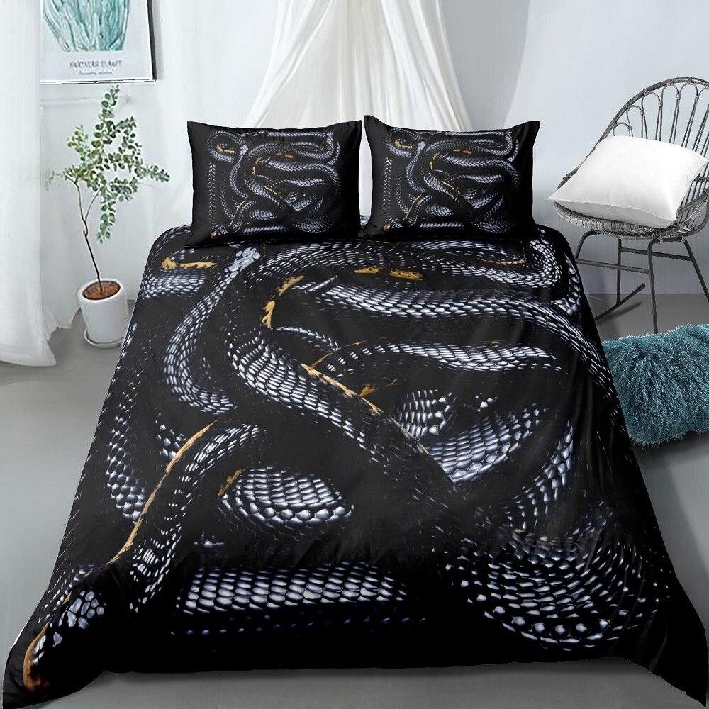 3D HD Digital Print Snake Bedding Sets Animal Duvet Cover+ Pillowcase 2/3pcs Single Twin Q-Queens King Bed Set US/AU/EU Size