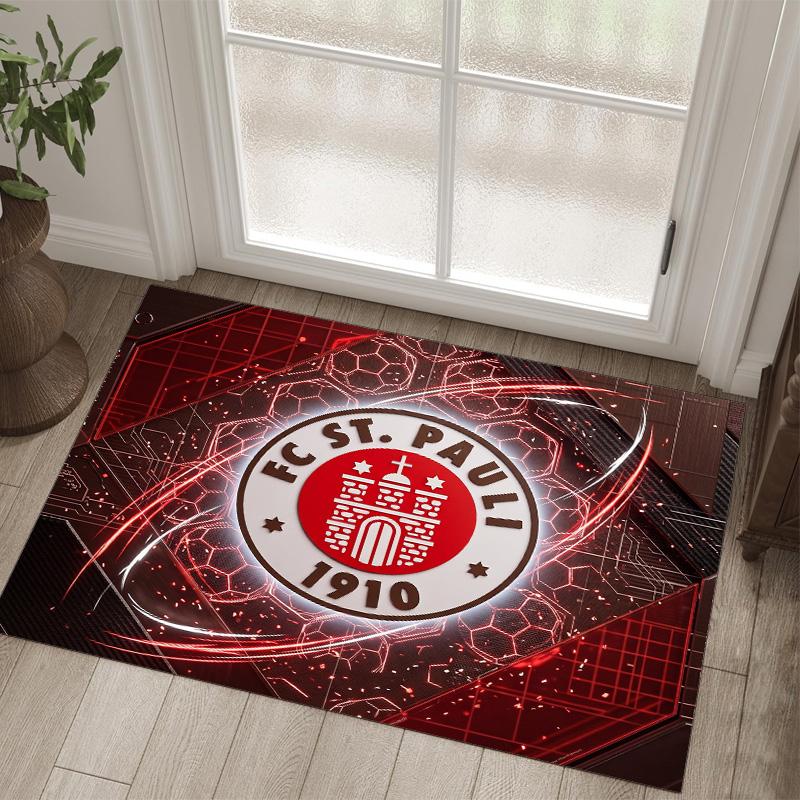 FC St. Pauli Football Design Crystal Velvet Carpet Cozy Non?Slip Printed Rug For Bedroom Living Room Entrance