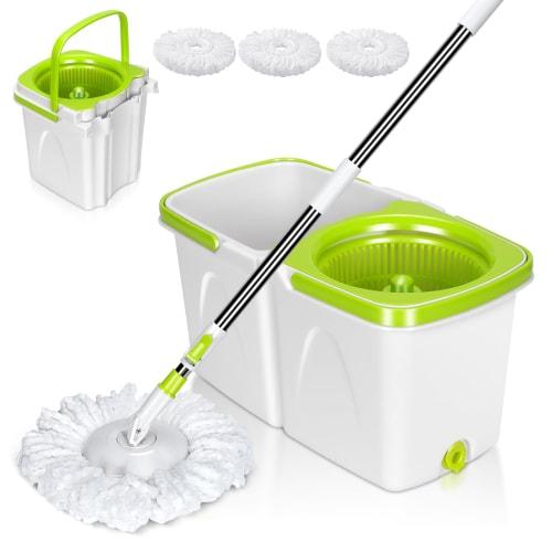 ZNM Newly Developed Rotating Mop Set with Bucket, Washing, Spinning, Adjustable Length, Hand-Crank, Floor Cleaning, 360-Degree Rotation, Suitable for