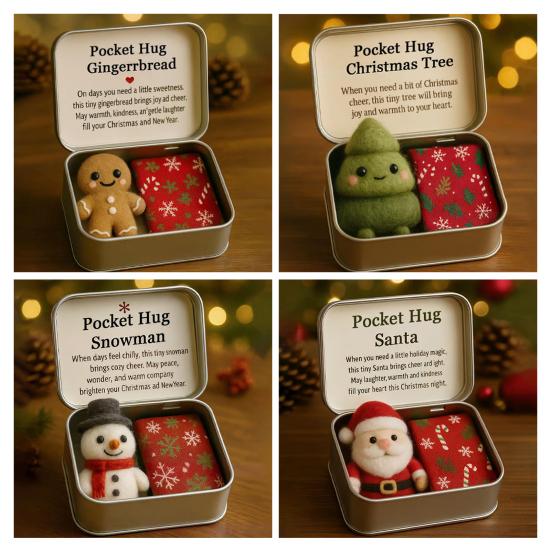 Christmas Pocket Hug Ornament with Gift Card Keepsake Token for Long Distance Friends Stocking Stuffer And Holiday Decor