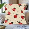 A Single Item, a Square Decorative Pillow Cover Featuring a Ladybug Pattern, Suitable for Bedrooms And Living Rooms, with a Zipper Closure, Ideal for