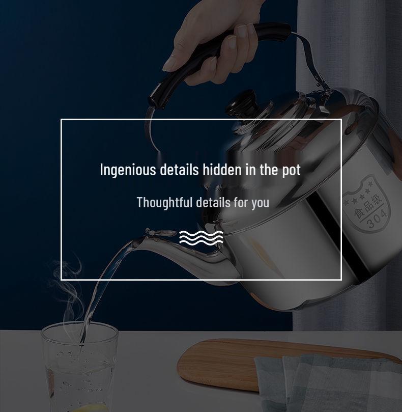 Чайник из нержавеющей стали 304 большой вместимости со свистком для газовых, открытых и индукционных плит.