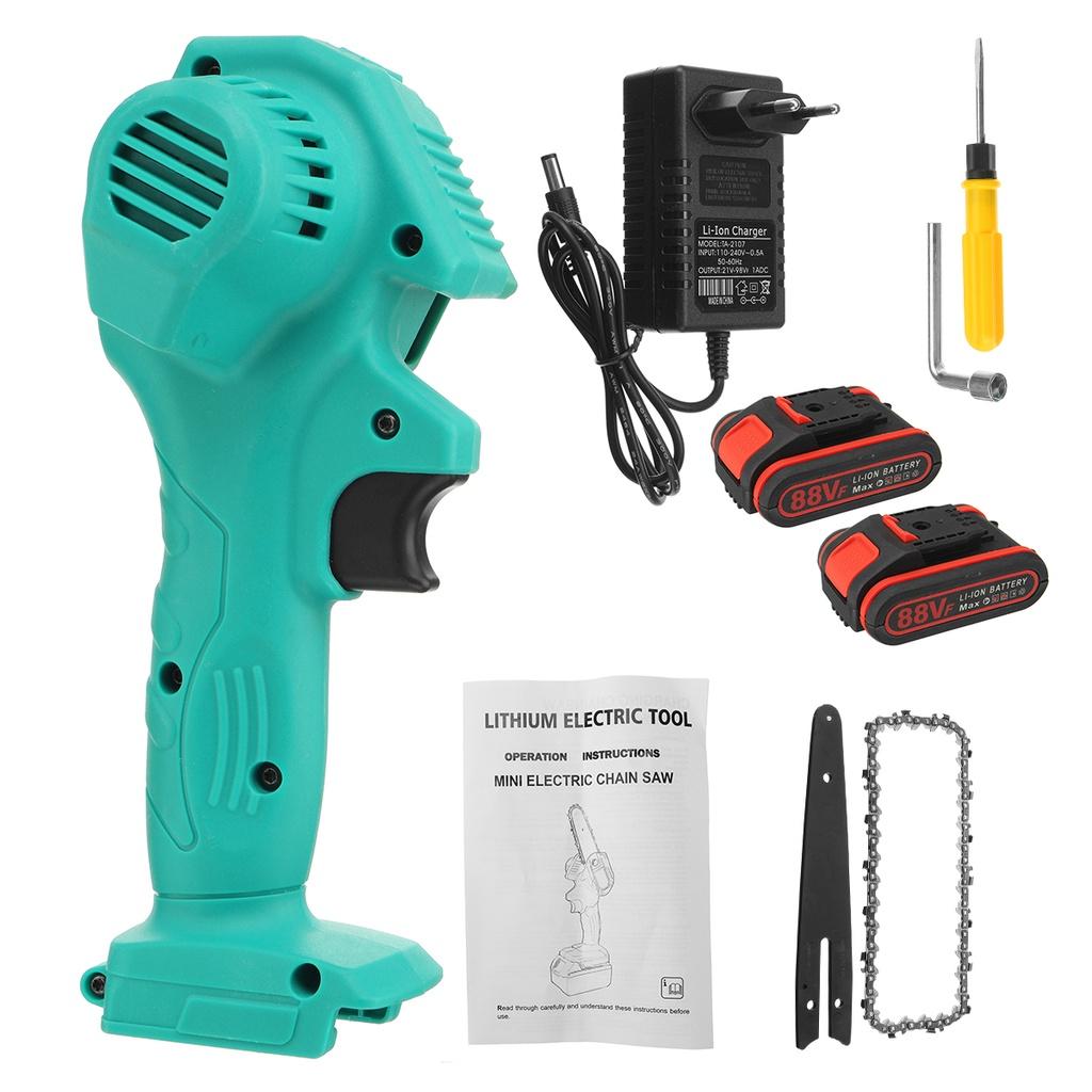88 В 6 дюймов Мини Электрическая Цепная Пила Обрезка Цепная Пила С 2 шт. Литиевой Батареей Деревообработка Обрезка Одноручный Садовый Инструмент 3000 Вт