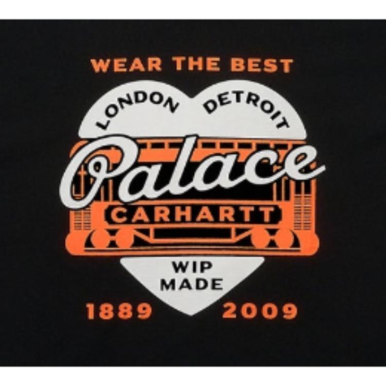 Palace X Carhartt WIP FW24 Футболка с рисунком сердца унисекс Футболки черные I035651-1UV-XX