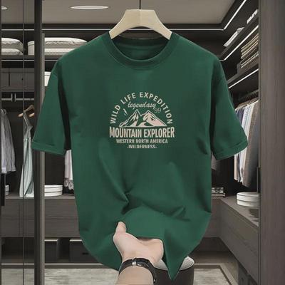 Мужская футболка oversize American Retro Cotton 2024 года — свободная, модная, с коротким рукавом, летняя базовая модель