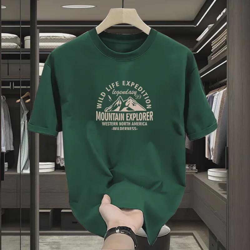 Мужская футболка oversize American Retro Cotton 2024 года — свободная, модная, с коротким рукавом, летняя базовая модель