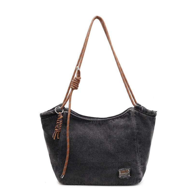 Denim Bag Women's 2025 New Fashion Fashion One-shoulder Crossbody Bag Large Capacity Student Commuter Tote Bag