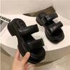 Fashion Women's Thick Soled Sandals 2024 Summer New Casual Open Toe Black Beige Slippers Roman Beach Platform Height Increasing Shoes