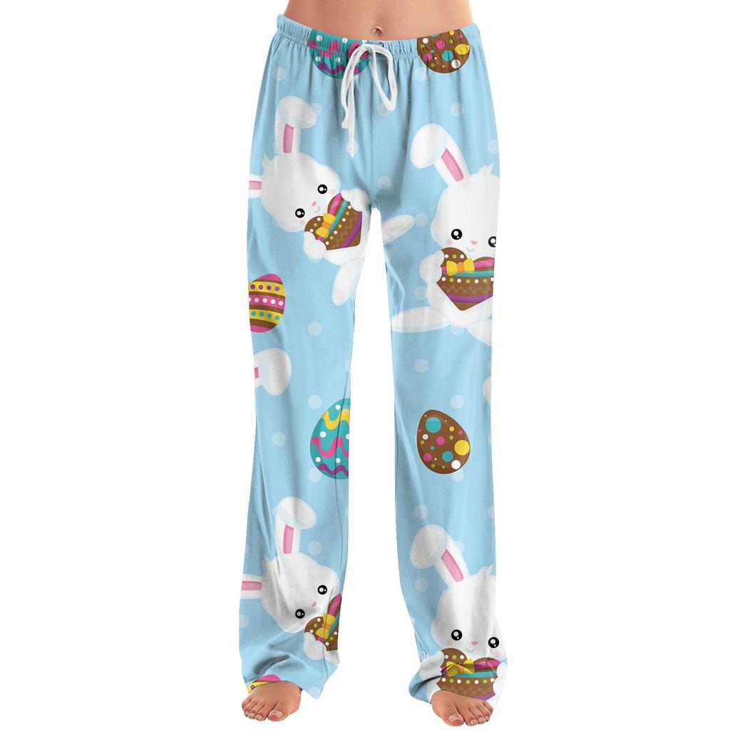 Женские модные свободные повседневные брюки с пасхальным принтом