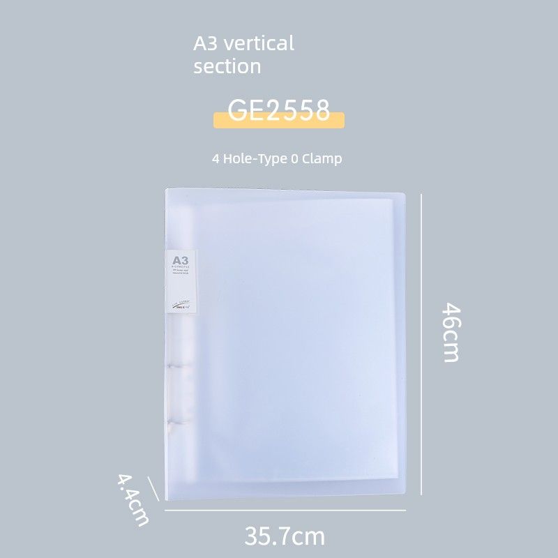 Horizontal A3 Loose-Leaf Binder 8K Folder Horizontal 4-Hole Shell Transparent Material Book 8 Open Vertical Storage Book Insert Bag