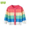 2023 весенняя новая детская одежда, Радужный вязаный свитер для девочек, кардиган, пальто