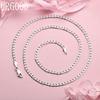 925 Sterling Silver Jewelry 4mm Sideways Chain Wedding Necklace