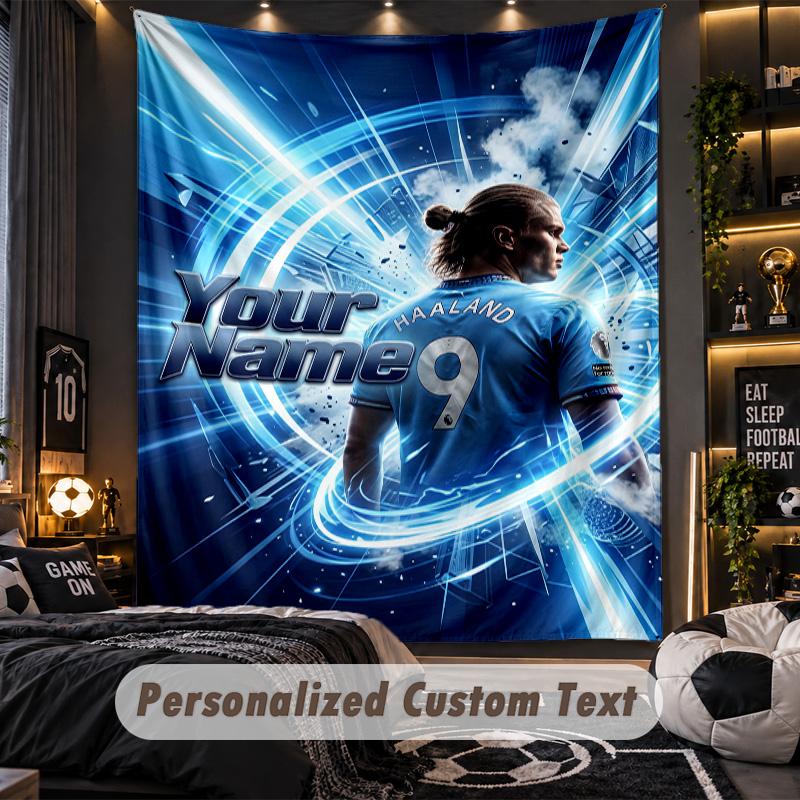 TapestryErling Haaland Custom Name Text Personalized Wall Hanging Tapestry Home Wall Decor