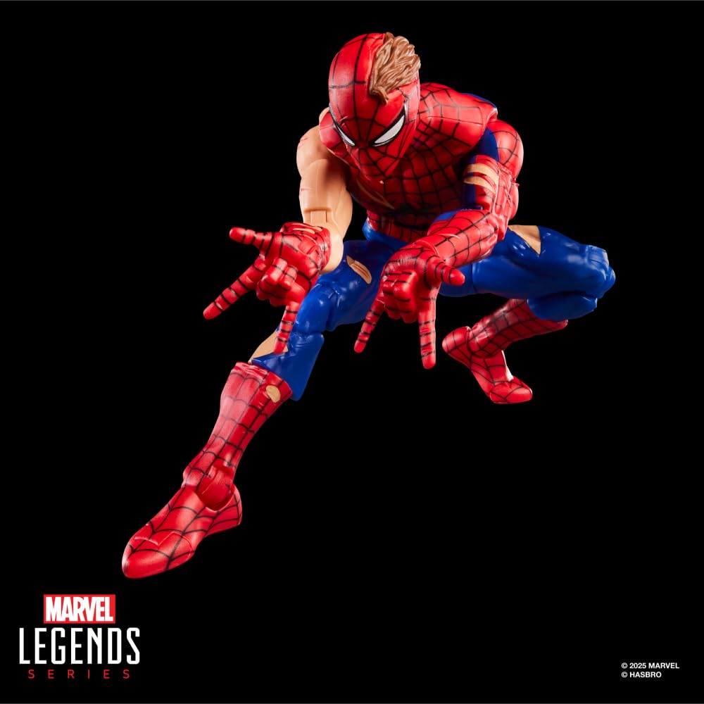 Hasbro Серия Marvel Legends «Магия»: "Сбор" Паук-Человек с боевыми повреждениями 15 см Игрушка-фигурка + Лимитированная фольгированная коллекционная карточка