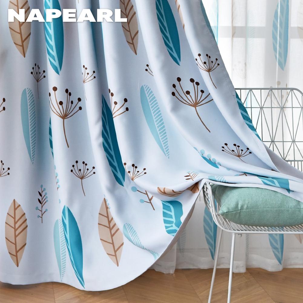 1 шт. NAPEARL 70-80% затемняющие минималистичные современные скандинавские занавески с принтом из полиэстера и растений, прозрачные шторы для гостиной, спальни, домашнего декора