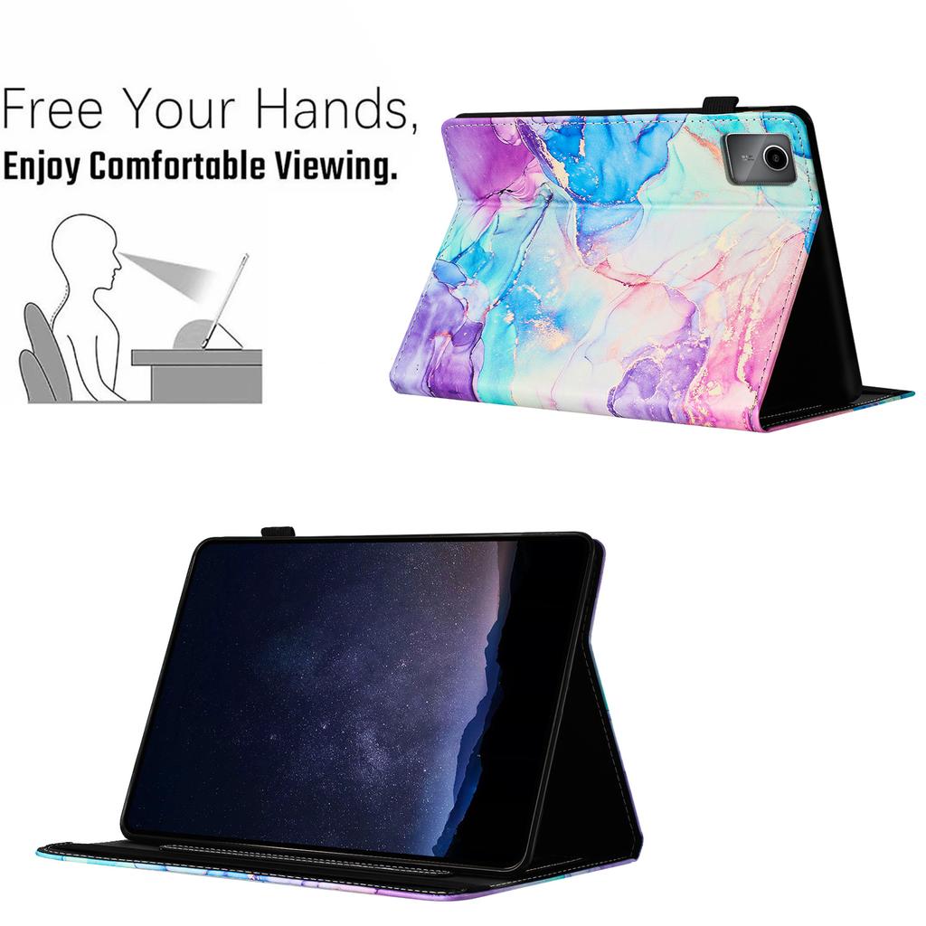 For Lenovo Tab M11/Xiaoxin Pad 11 2024 Case Marble Leather Protective Tablet Cover Auto Wake Sleep