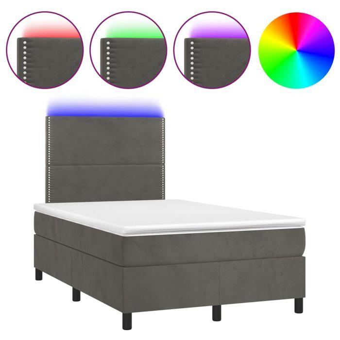 Maison Exclusive - Sommier à lattes de lit matelas et LED Gris foncé 120x200 cm