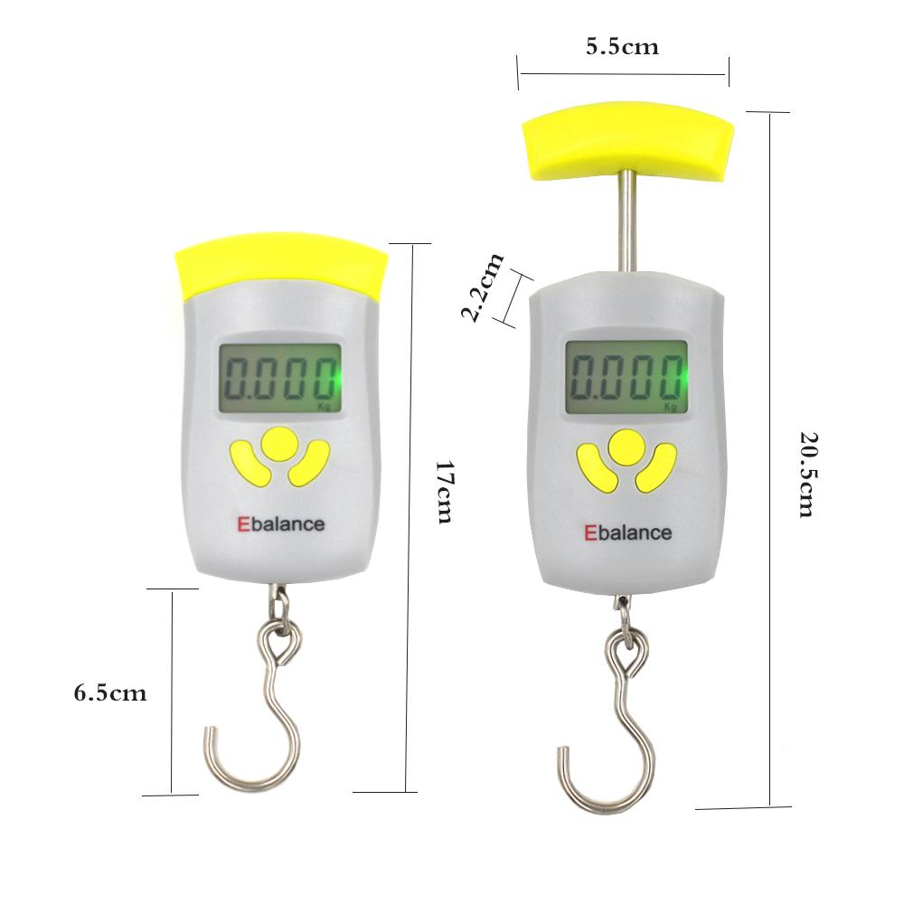 Портативные цифровые весы 50 кг/10 г, мини-весы с крючком для рыбы, для дорожного багажа, чемодана, кухни, ЖК-дисплей для взвешивания багажа